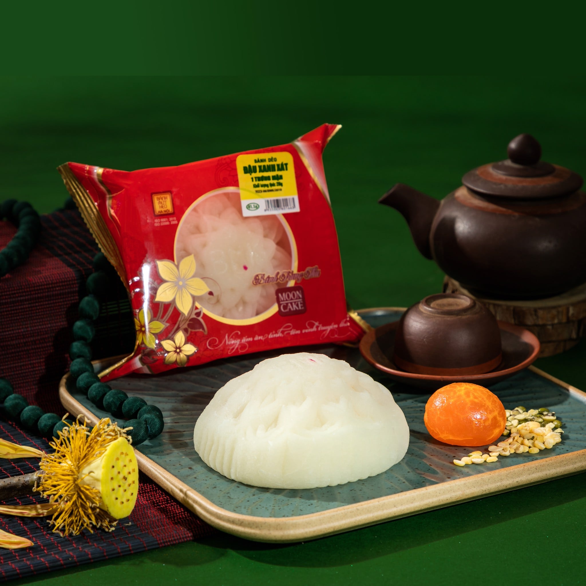Dẻo Đậu Xanh Xát 1 Trứng Mặn Truyền Thống 210g | Bánh trung thu Hà Nội – Hanobaco 2026