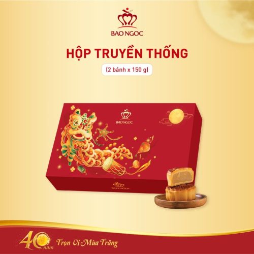 Hộp Bánh Trung Thu Truyền Thống Gold (2 bánh x 150g) | Bảo Ngọc