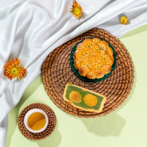 Nướng Sen trà xanh 2 Trứng 210g | Bánh trung thu Hà Nội – Hanobaco 2026